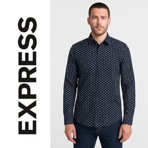 New Express Size M Medium Slim Dress shirt Men's Long Sleeve Button Down Nwt